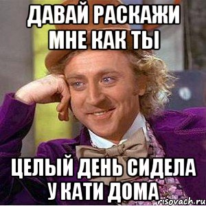 Давай раскажи мне как ты целый день сидела у Кати дома, Мем Ну давай расскажи (Вилли Вонка)