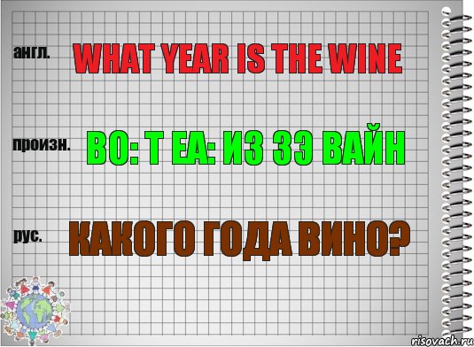 What year is the wine Во: т еа: из зэ вайн Какого года вино?, Комикс  Перевод с английского