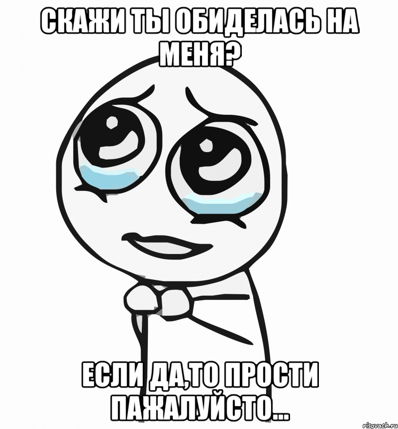 Скажи ты обиделась на меня? Если да,то прости пажалуйсто..., Мем  ну пожалуйста (please)