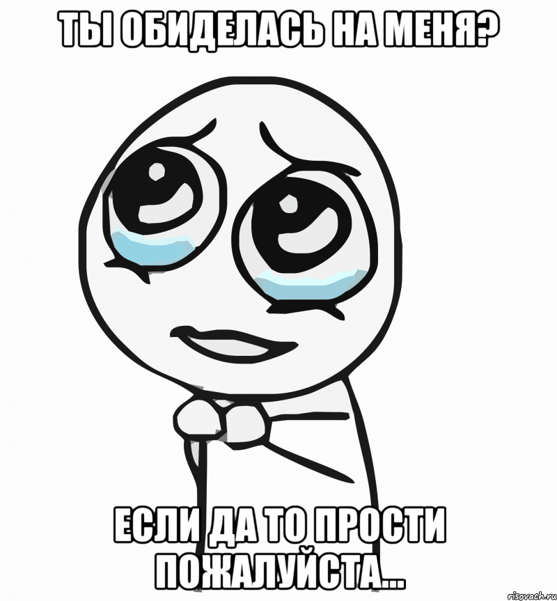 Ты обиделась на меня? Если да то прости пожалуйста..., Мем  ну пожалуйста (please)