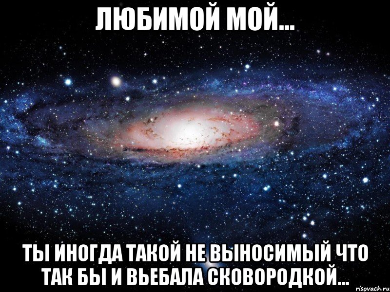 Любимой мой... Ты иногда такой не выносимый что так бы и вьебала сковородкой..., Мем Вселенная