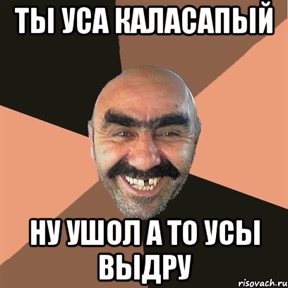 ты уса каласапый ну ушол а то усы выдру, Мем Я твой дом труба шатал