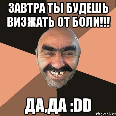 завтра ТЫ будешь ВИЗЖАТЬ от БОЛИ!!! ДА,ДА :DD, Мем Я твой дом труба шатал
