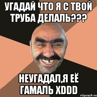 Угадай что я с твой труба делаль??? неугадал,я её гамаль XDDD, Мем Я твой дом труба шатал