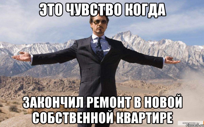 Это чувство когда закончил ремонт в новой собственной квартире, Мем железный человек