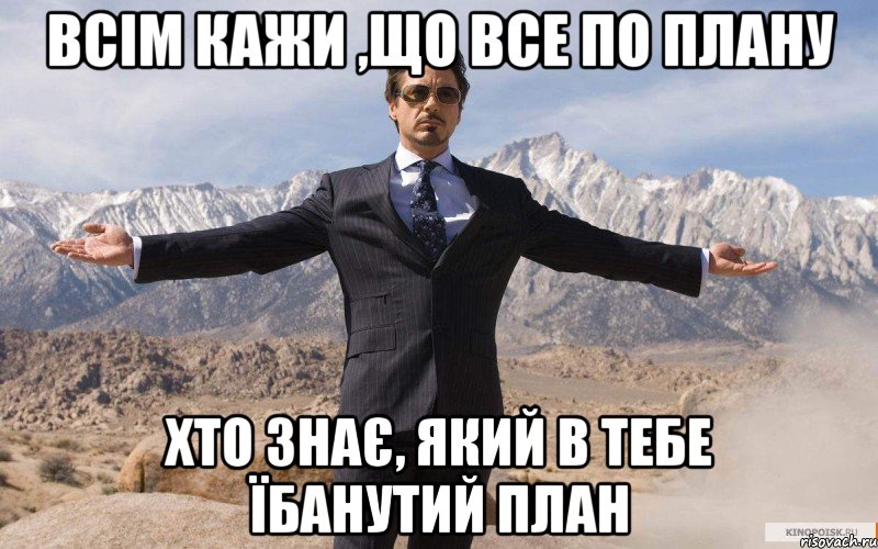 всім кажи ,що все по плану хто знає, який в тебе їбанутий план, Мем железный человек