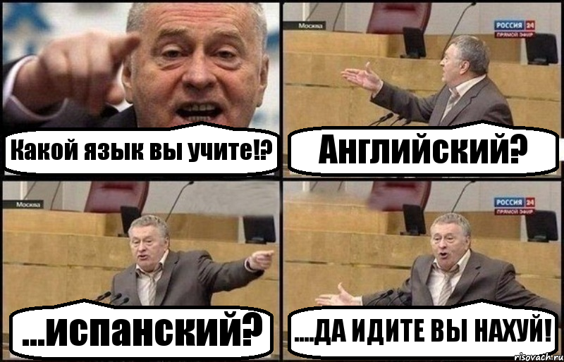 Какой язык вы учите!? Английский? ...испанский? ....ДА ИДИТЕ ВЫ НАХУЙ!, Комикс Жириновский