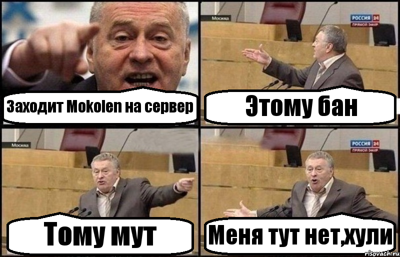 Заходит Mokolen на сервер Этому бан Тому мут Меня тут нет,хули, Комикс Жириновский