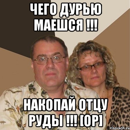 Чего дурью маешся !!! Накопай отцу руды !!! [op], Мем  Злые родители