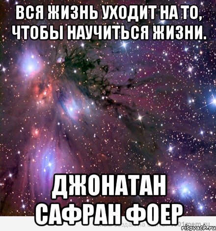 Вся жизнь уходит на то, чтобы научиться жизни. Джонатан Сафран Фоер, Мем Космос