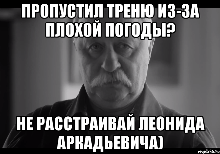 Пропустил треню из-за плохой погоды? Не расстраивай Леонида Аркадьевича), Мем Не огорчай Леонида Аркадьевича