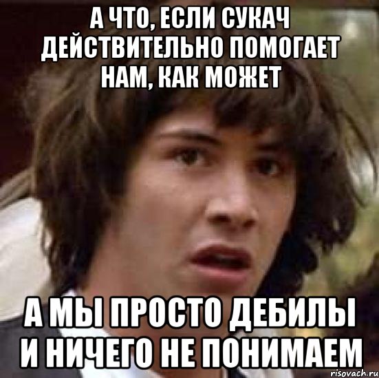 А что, если Сукач действительно помогает нам, как может а мы просто дебилы и ничего не понимаем, Мем А что если (Киану Ривз)