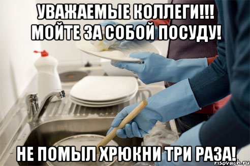 Уважаемые коллеги!!! Мойте за собой посуду! Не помыл ХРЮКНИ три раза!