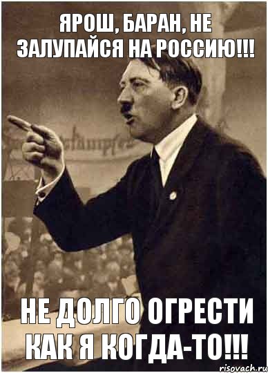 ЯРОШ, БАРАН, НЕ ЗАЛУПАЙСЯ НА РОССИЮ!!! НЕ ДОЛГО ОГРЕСТИ КАК Я КОГДА-ТО!!!, Комикс Адик