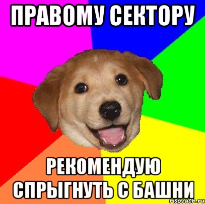 Правому сектору Рекомендую спрыгнуть с башни, Мем Advice Dog