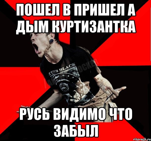 Пошел в пришел а дым куртизантка Русь видимо что забыл, Мем Агрессивный рокер