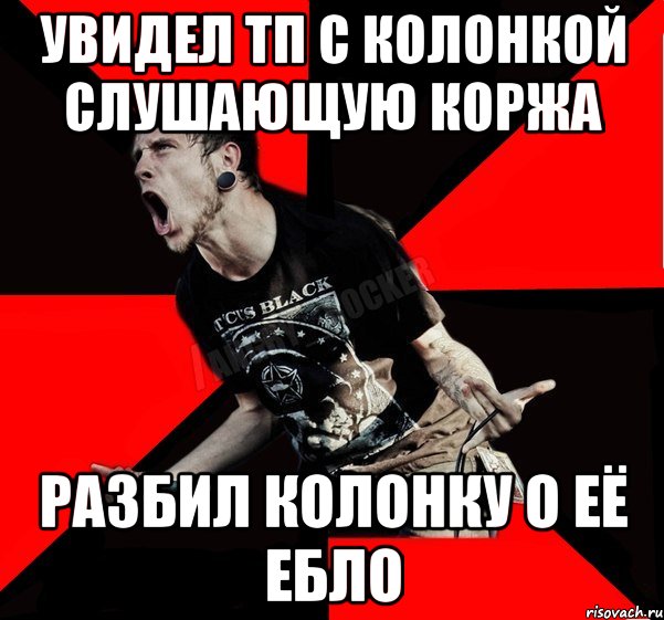 Увидел ТП с колонкой слушающую Коржа Разбил колонку о её ебло, Мем Агрессивный рокер