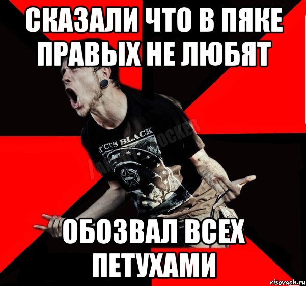 сказали что в пяке правых не любят обозвал всех петухами, Мем Агрессивный рокер