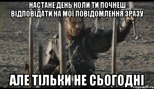 Настане день коли ти почнеш відповідати на мої повідомлення зразу Але тільки не сьогодні, Мем  Арагорн (Но только не сегодня)