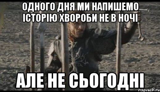 Одного дня ми напишемо історію хвороби не в ночі АЛЕ НЕ СЬОГОДНІ, Мем  Арагорн (Но только не сегодня)