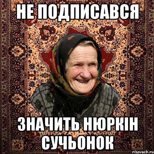 не подписався значить нюркін сучьонок, Мем баба нюра