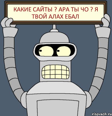 какие сайты ? ара ты чо ? я твой алах ебал, Комикс Бендер с плакатом