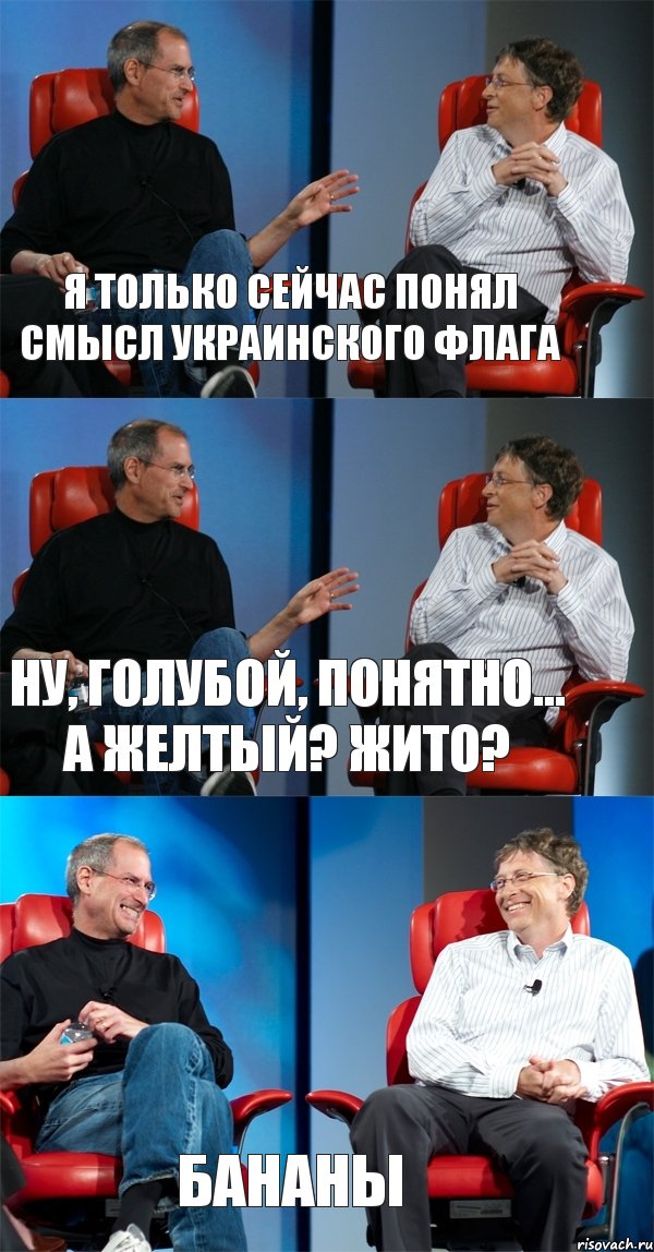 Я только сейчас понял смысл украинского флага Ну, голубой, понятно... А желтый? Жито? Бананы