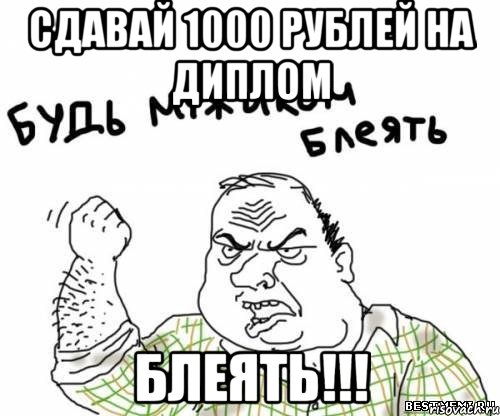сдавай 1000 рублей на диплом БЛЕЯТЬ!!!, Мем блять