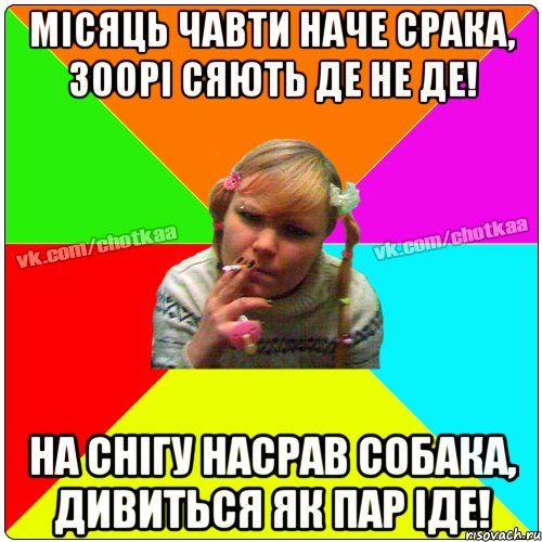 Місяць чавти наче срака, Зоорі сяють де не де! На снігу насрав собака, дивиться як пар іде!, Мем Чотка тьола NEW 2