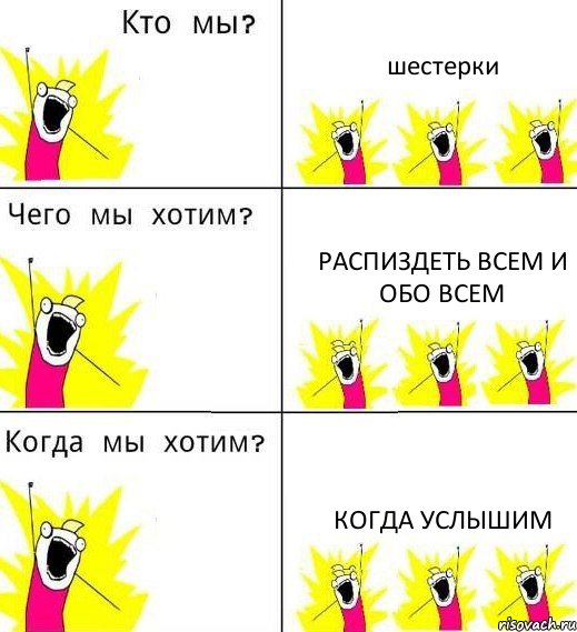 шестерки распиздеть всем и обо всем когда услышим, Комикс Что мы хотим