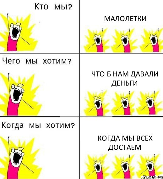 МАЛОЛЕТКИ ЧТО Б НАМ ДАВАЛИ ДЕНЬГИ КОГДА МЫ ВСЕХ ДОСТАЕМ, Комикс Что мы хотим