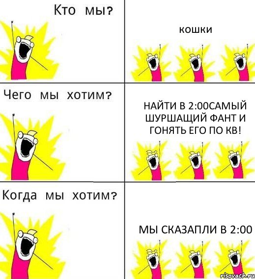 кошки найти в 2:00самый шуршащий фант и гонять его по кв! мы сказапли в 2:00, Комикс Что мы хотим