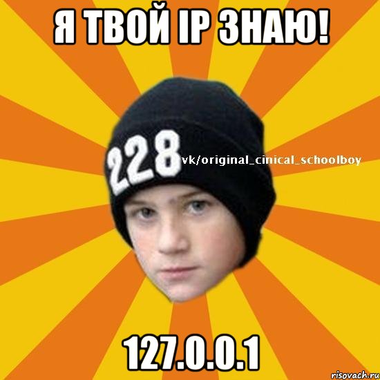 я твой IP знаю! 127.0.0.1, Мем  Циничный школьник