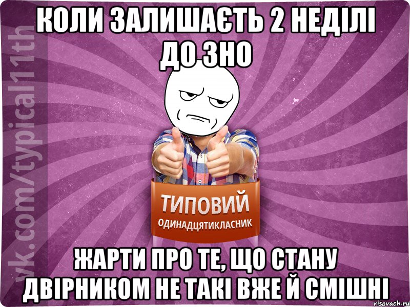 Коли залишаєть 2 неділі до ЗНО Жарти про те, що стану двірником не такі вже й смішні