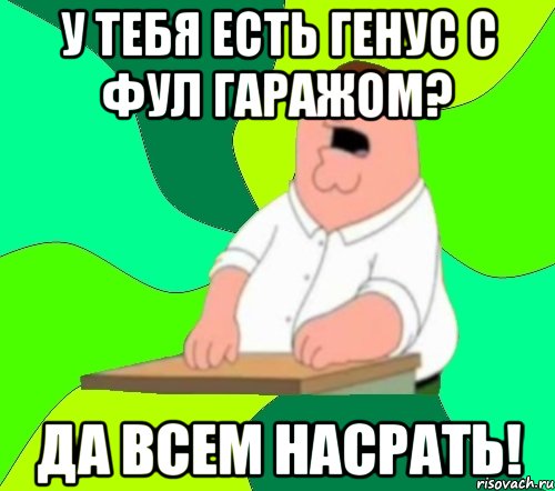 у тебя есть генус с фул гаражом? да всем насрать!, Мем  Да всем насрать (Гриффин)