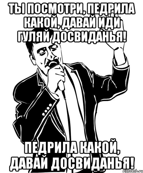 ты посмотри, педрила какой, давай иди гуляй досвиданья! педрила какой, давай досвиданья!, Мем Давай до свидания