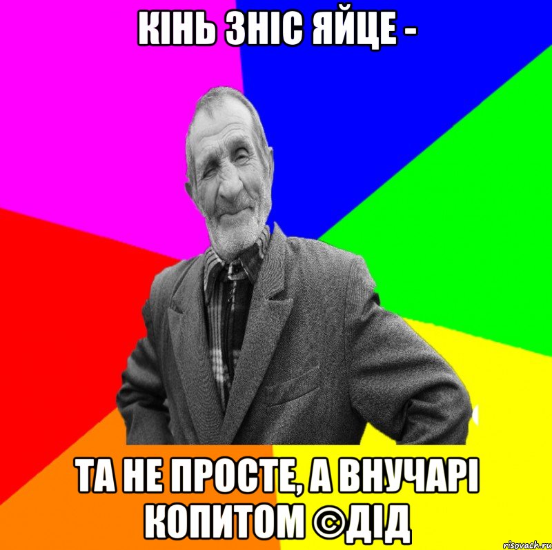 Кінь зніс яйце - Та не просте, а внучарі копитом ©ДІД, Мем ДЕД