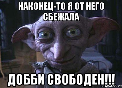 Наконец-то я от него сбежала Добби свободен!!!