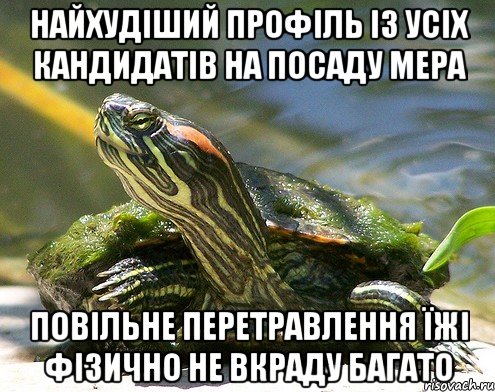 Найхудіший профіль із усіх кандидатів на посаду мера повільне перетравлення їжі фізично не вкраду багато