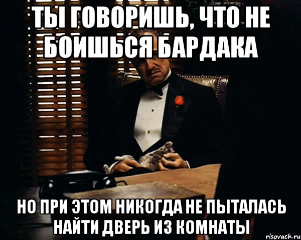 Ты говоришь, что не боишься бардака Но при этом никогда не пыталась найти ДВЕРЬ из комнаты, Мем Дон Вито Корлеоне