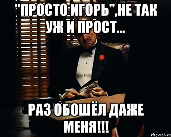 "Просто Игорь",не так уж и прост... раз обошёл даже меня!!!, Мем Дон Вито Корлеоне