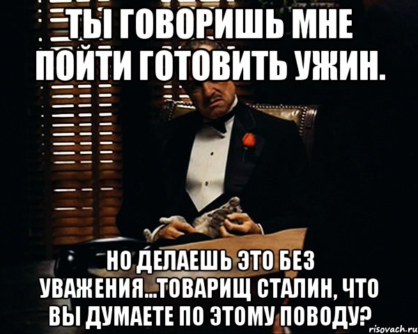 ты говоришь мне пойти готовить ужин. но делаешь это без уважения...товарищ Сталин, что вы думаете по этому поводу?, Мем Дон Вито Корлеоне