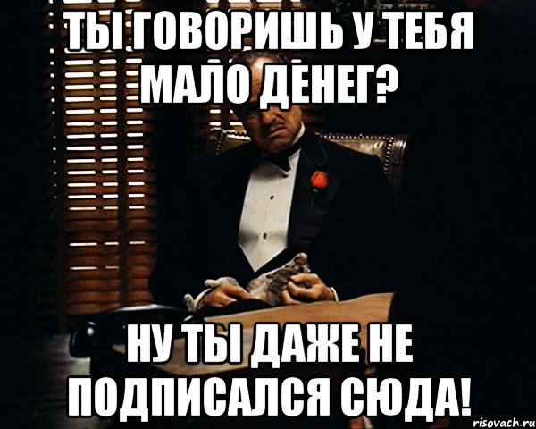 Ты говоришь у тебя мало денег? ну ты даже не подписался сюда!, Мем Дон Вито Корлеоне