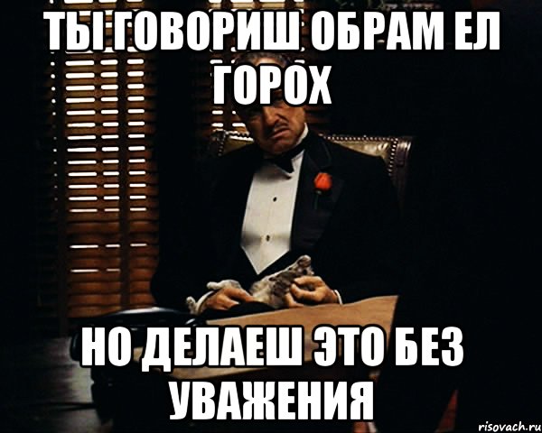 ты говориш обрам ел горох но делаеш это без уважения, Мем Дон Вито Корлеоне