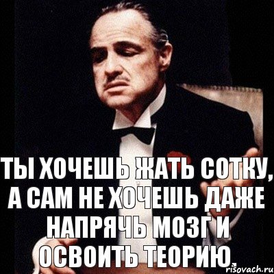 Ты хочешь жать сотку, а сам не хочешь даже напрячь мозг и освоить теорию., Комикс Дон Вито Корлеоне 1