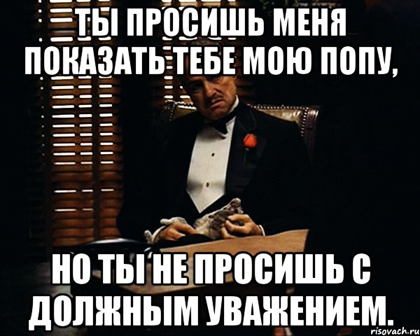 Ты просишь меня показать тебе мою попу, но ты не просишь с должным уважением., Мем Дон Вито Корлеоне