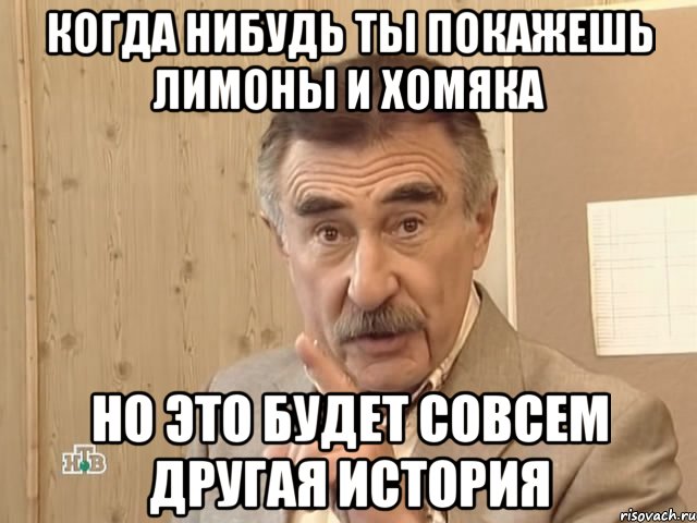 Когда нибудь ты покажешь лимоны и хомяка Но это будет совсем другая история, Мем Каневский (Но это уже совсем другая история)