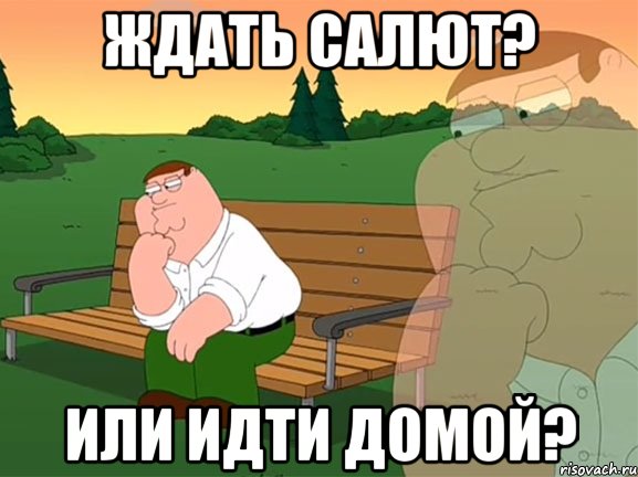 Ждать салют? Или идти домой?, Мем Думаю