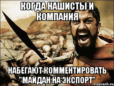 Когда Нашисты и компания Набегают комментировать "Майдан на экспорт", Мем Это Спарта