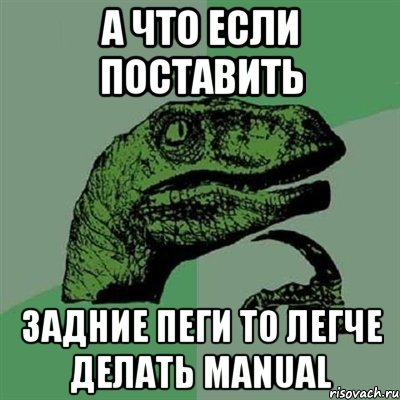 А что если поставить задние пеги то легче делать manual, Мем Филосораптор